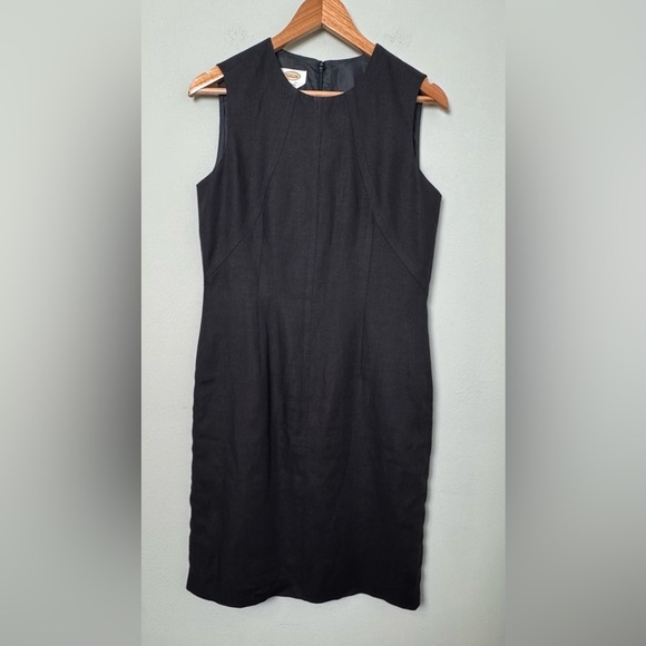 Talbots 100% Irish Linen Fully Lined Sleeveless Sheath Dress in Black 8 - Picture 2 of 9